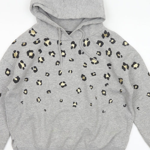 Next Women’s Grey Leopard Print Gold Foil Pullover Hoodie XS