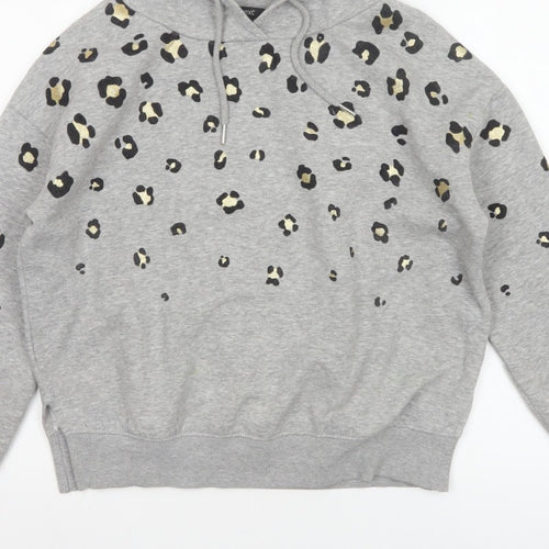 Next Women’s Grey Leopard Print Gold Foil Pullover Hoodie XS