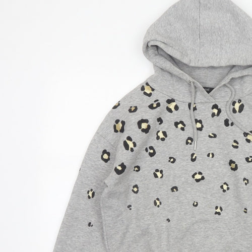 Next Women’s Grey Leopard Print Gold Foil Pullover Hoodie XS