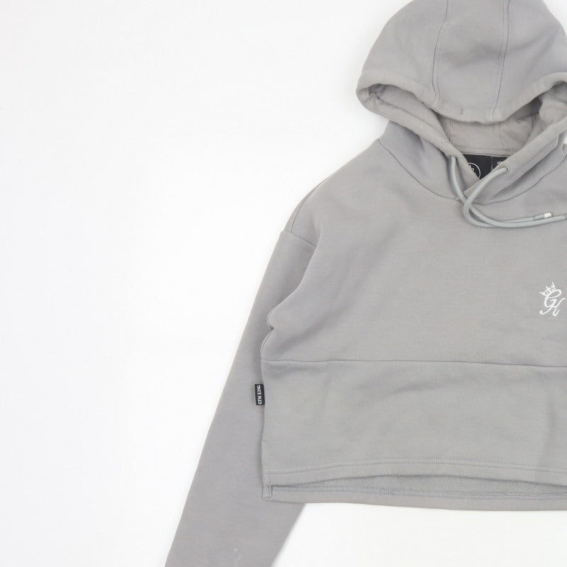 Additional view of Gym King Women’s Grey, size UK 10, Cropped Pullover Hoodie Logo