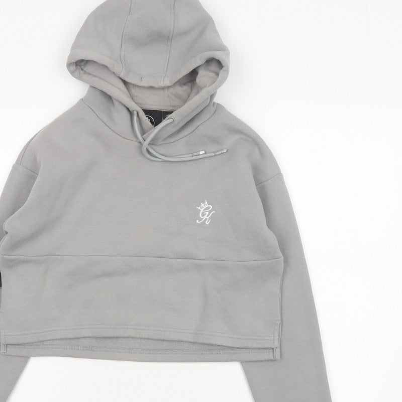 Additional view of Gym King Women’s Grey, size UK 10, Cropped Pullover Hoodie Logo