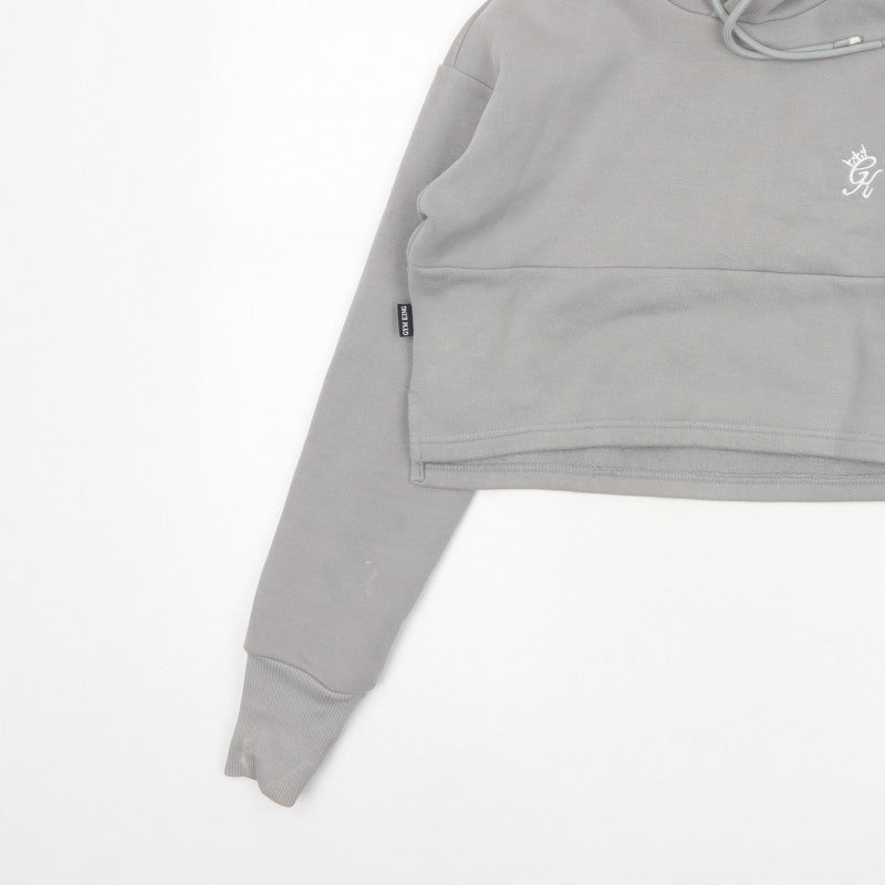 Additional view of Gym King Women’s Grey, size UK 10, Cropped Pullover Hoodie Logo