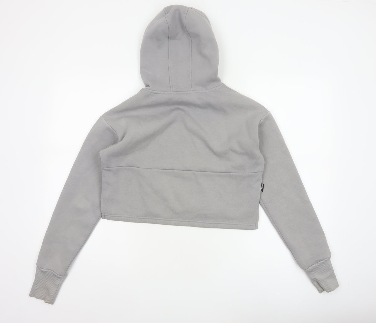 Brand and care label for Gym King Women’s Grey, size UK 10, Cropped Pullover Hoodie Logo