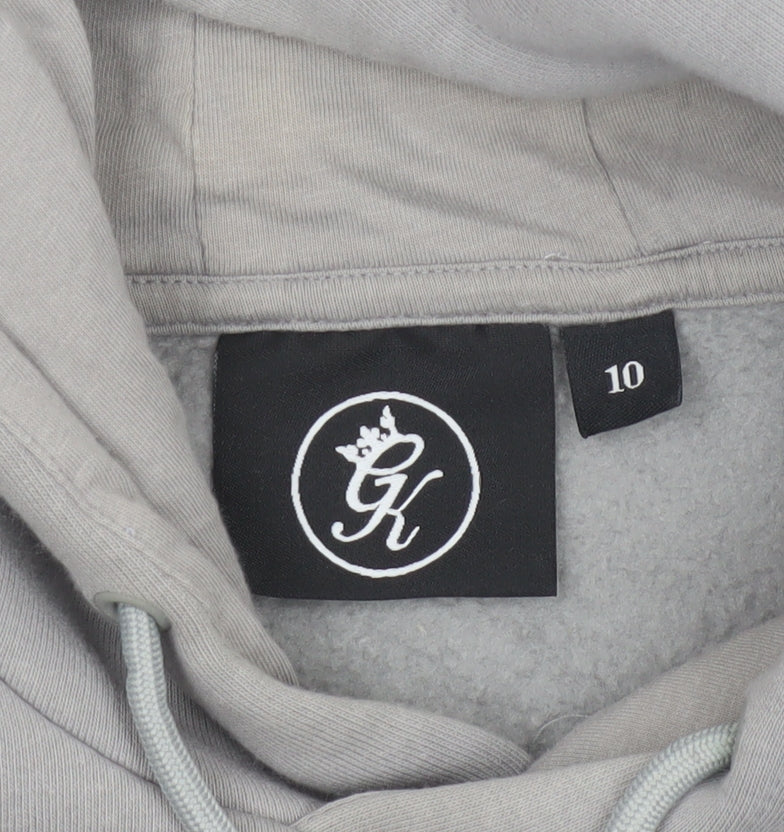 Additional view of Gym King Women’s Grey, size UK 10, Cropped Pullover Hoodie Logo