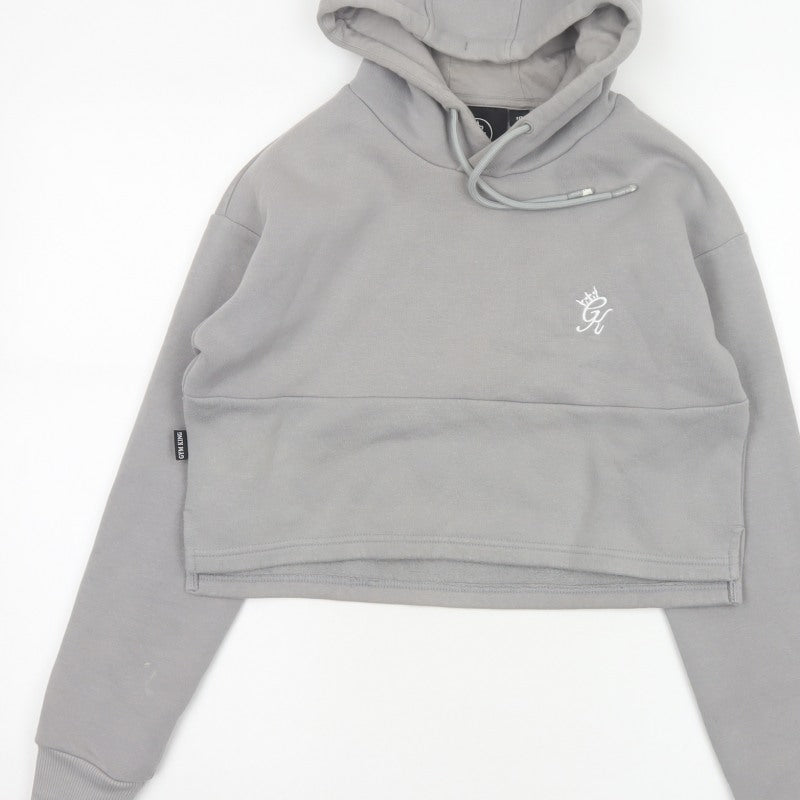 Additional view of Gym King Women’s Grey, size UK 10, Cropped Pullover Hoodie Logo