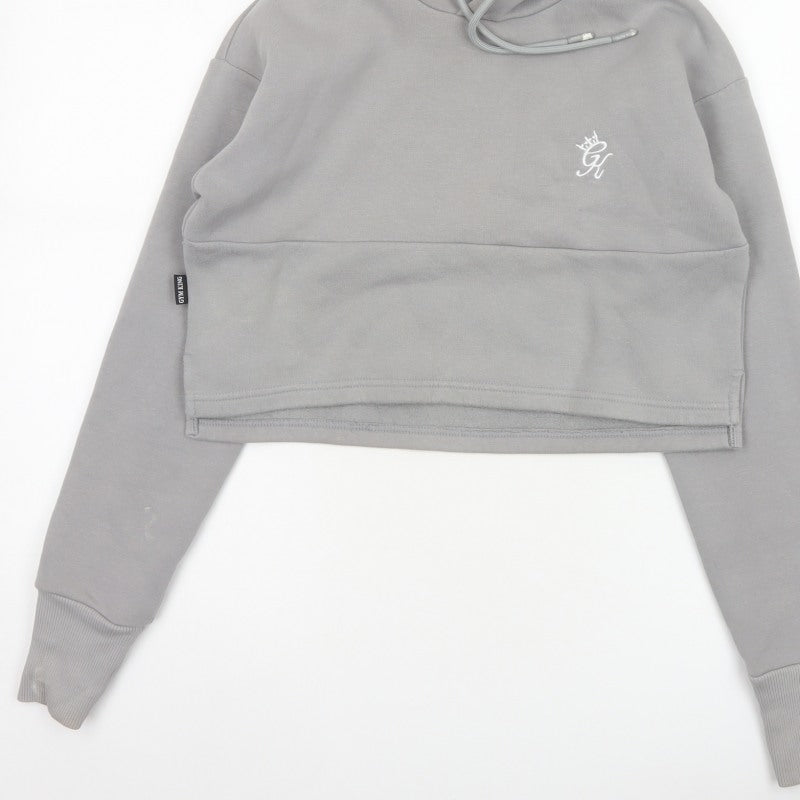Additional view of Gym King Women’s Grey, size UK 10, Cropped Pullover Hoodie Logo