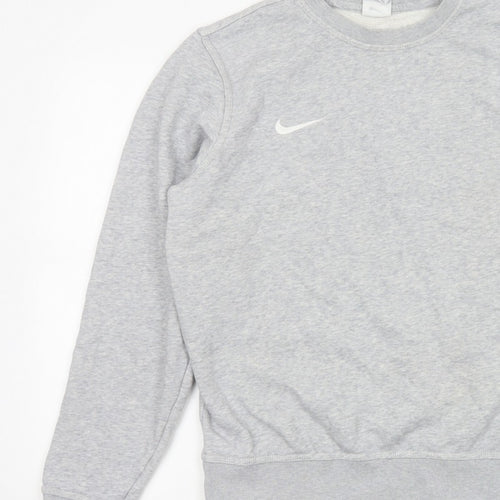 Nike Women Grey M Pullover Sweatshirt Crew Neck Logo Fleece