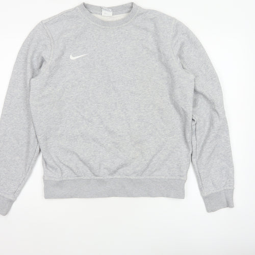 Nike Women Grey M Pullover Sweatshirt Crew Neck Logo Fleece