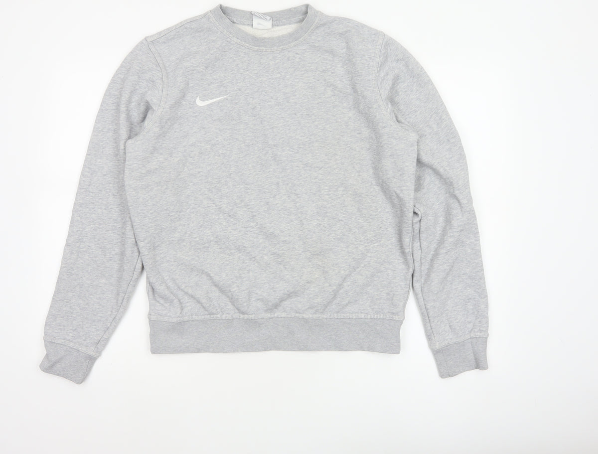 Nike Women Grey M Pullover Sweatshirt Crew Neck Logo Fleece