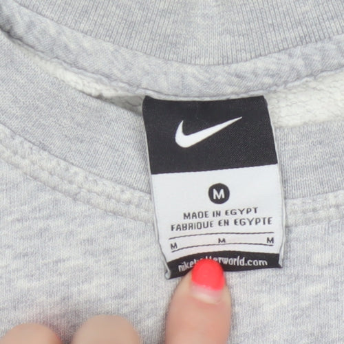 Nike Women Grey M Pullover Sweatshirt Crew Neck Logo Fleece