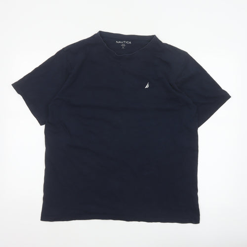 Nautica Men’s Blue XL Cotton Crew Neck Nautical Logo T-Shirt
