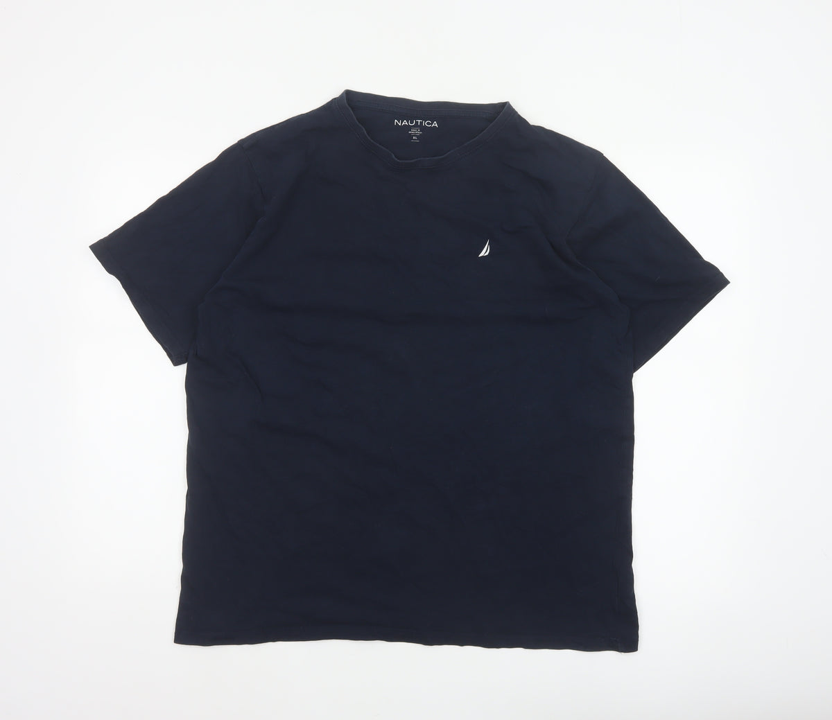 Nautica Men’s Blue XL Cotton Crew Neck Nautical Logo T-Shirt