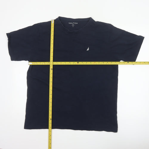 Nautica Men’s Blue XL Cotton Crew Neck Nautical Logo T-Shirt