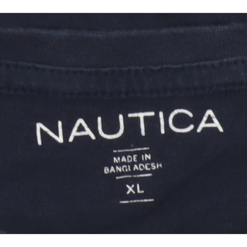 Nautica Men’s Blue XL Cotton Crew Neck Nautical Logo T-Shirt