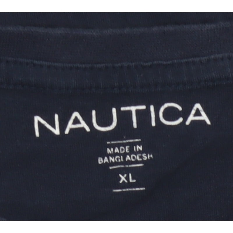Nautica Men’s Blue XL Cotton Crew Neck Nautical Logo T-Shirt