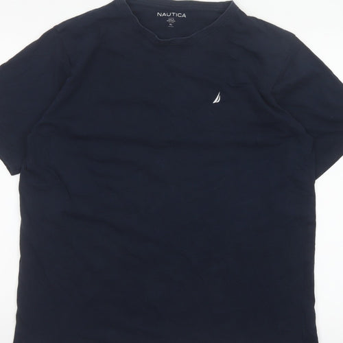 Nautica Men’s Blue XL Cotton Crew Neck Nautical Logo T-Shirt