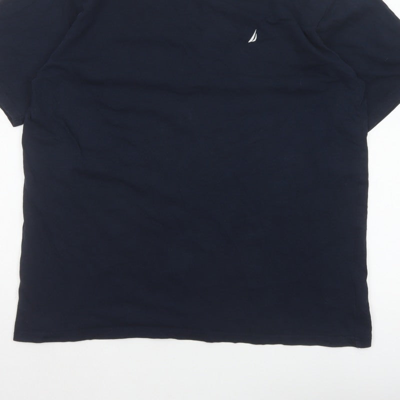 Nautica Men’s Blue XL Cotton Crew Neck Nautical Logo T-Shirt