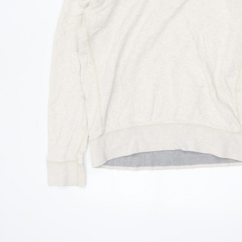Fat Face Men’s Beige M Hooded Henley Button Pullover Cotton Hoodie