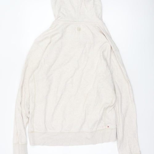 Fat Face Men’s Beige M Hooded Henley Button Pullover Cotton Hoodie