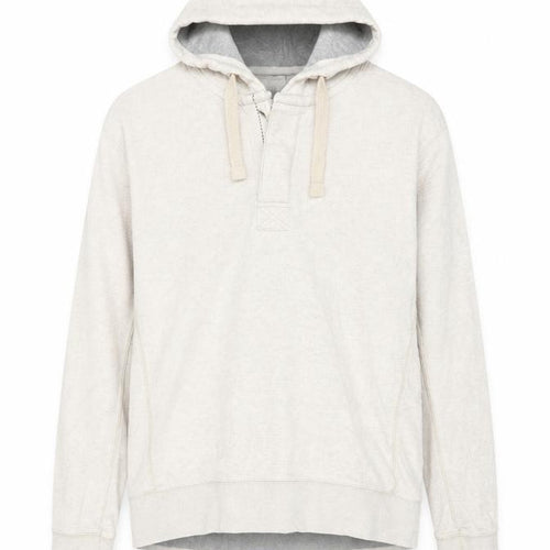 Fat Face Men’s Beige M Hooded Henley Button Pullover Cotton Hoodie