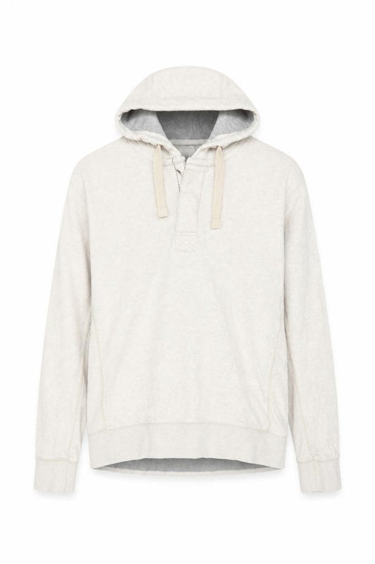 Fat Face Men’s Beige M Hooded Henley Button Pullover Cotton Hoodie