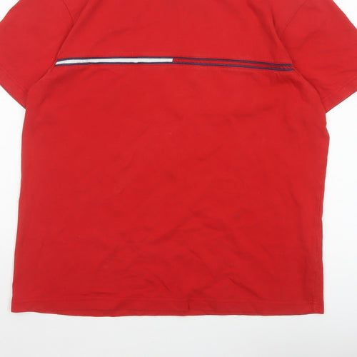 Tommy Jeans Men’s Red L Cotton Colourblock Stripe Crew Neck T-Shirt