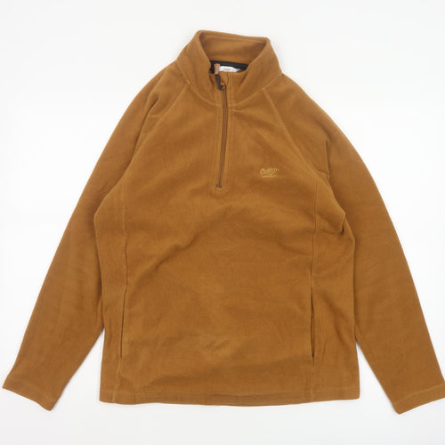 Cotton Traders Men's Brown S 1/4 Zip Fleece Pullover Sweatshirt