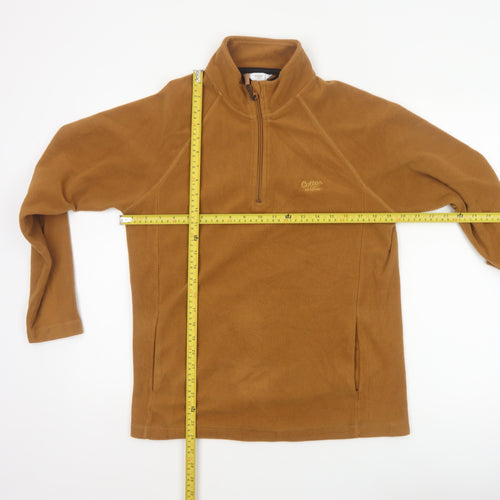 Cotton Traders Men's Brown S 1/4 Zip Fleece Pullover Sweatshirt