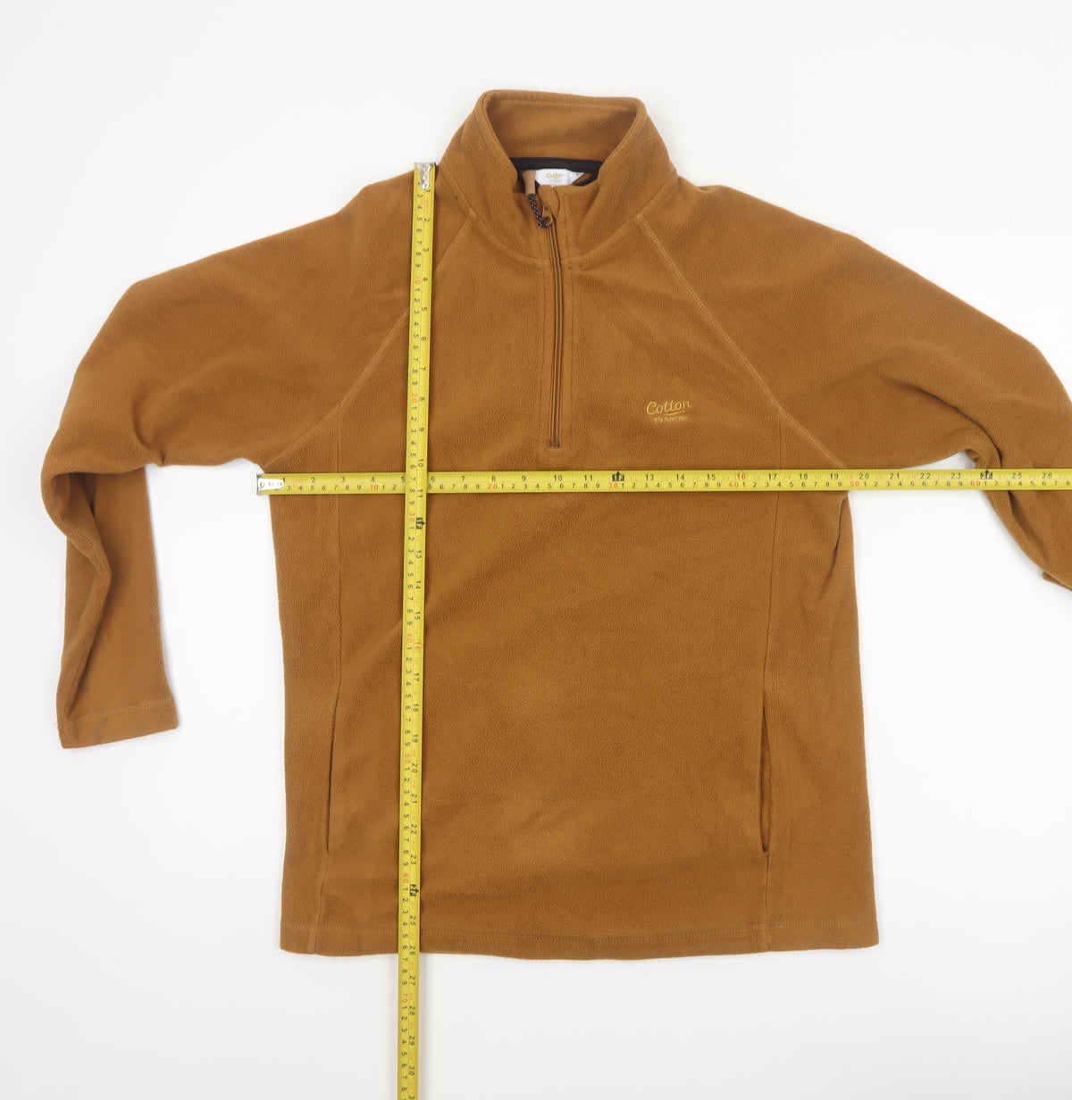 Cotton Traders Men's Brown S 1/4 Zip Fleece Pullover Sweatshirt