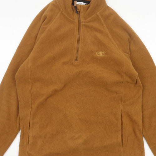 Cotton Traders Men's Brown S 1/4 Zip Fleece Pullover Sweatshirt