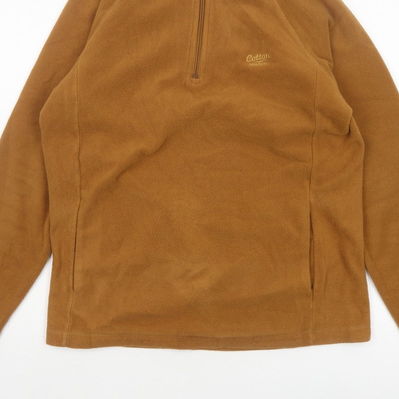 Cotton Traders Men's Brown S 1/4 Zip Fleece Pullover Sweatshirt