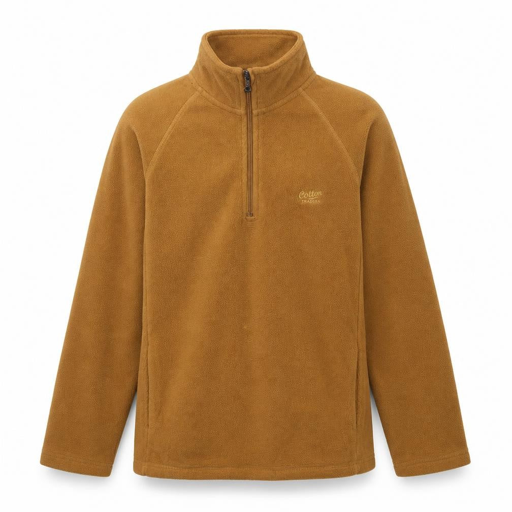 Cotton Traders Men's Brown S 1/4 Zip Fleece Pullover Sweatshirt