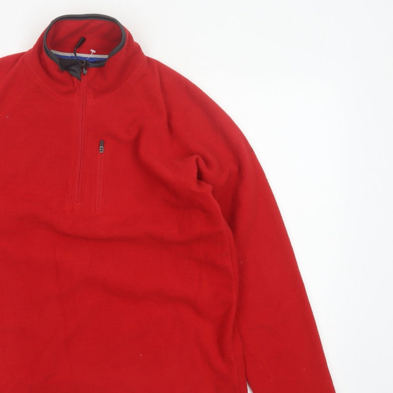 Marks & Spencer Men's Red Small 1/4 Zip Fleece Sweatshirt High Neck