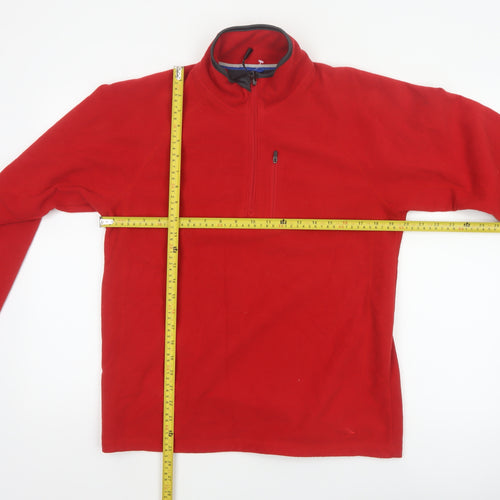 Marks & Spencer Men's Red Small 1/4 Zip Fleece Sweatshirt High Neck