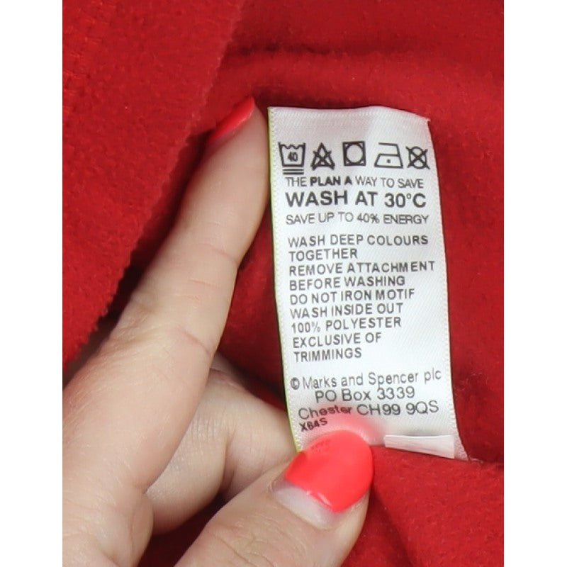 Marks & Spencer Men's Red Small 1/4 Zip Fleece Sweatshirt High Neck