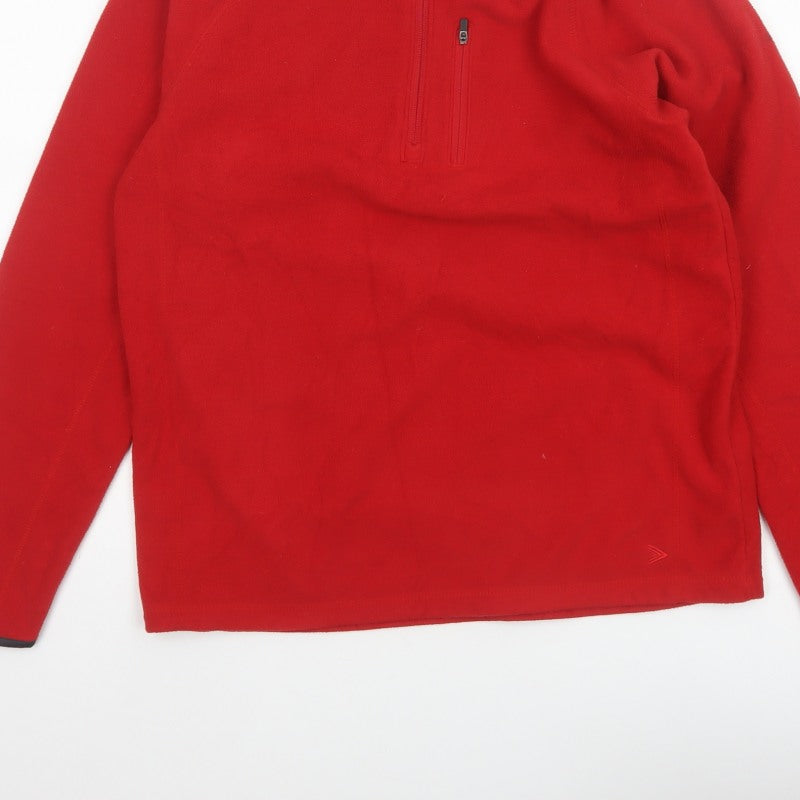 Marks & Spencer Men's Red Small 1/4 Zip Fleece Sweatshirt High Neck