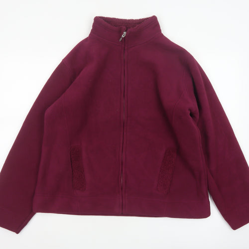 ISLE Women’s Burgundy Fleece Jacket UK 14 Full Zip Lined