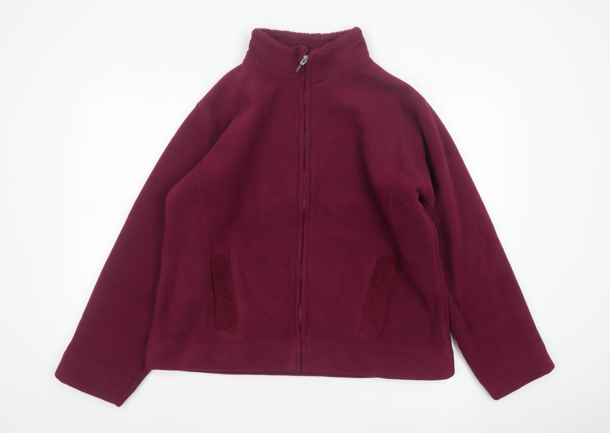 ISLE Women’s Burgundy Fleece Jacket UK 14 Full Zip Lined