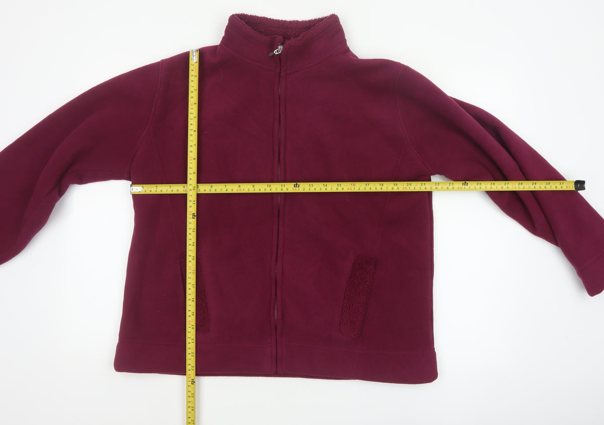 ISLE Women’s Burgundy Fleece Jacket UK 14 Full Zip Lined