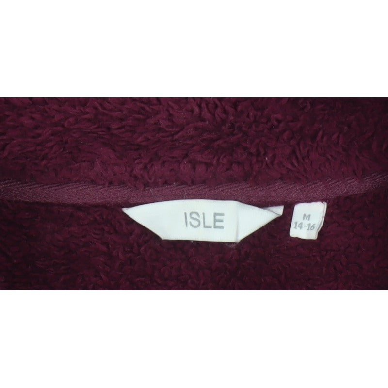 ISLE Women’s Burgundy Fleece Jacket UK 14 Full Zip Lined