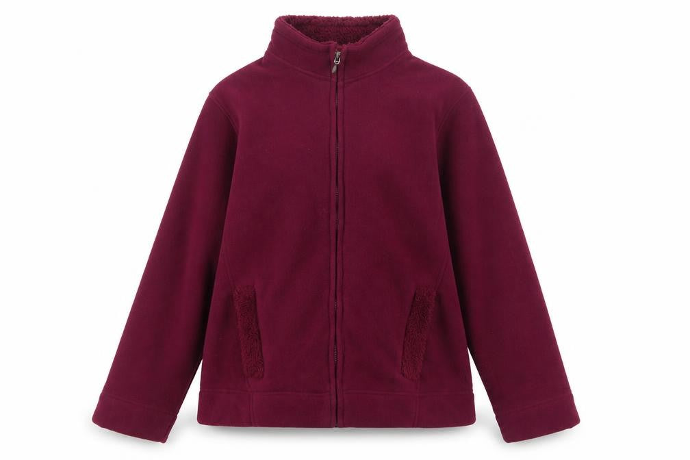 ISLE Women’s Burgundy Fleece Jacket UK 14 Full Zip Lined