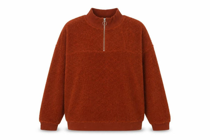 New Look Women’s Orange Teddy Fleece Quarter Zip Pullover Sweatshirt UK 10