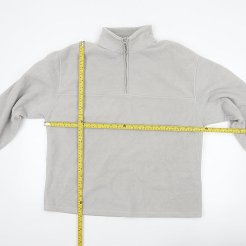 ASOS Design Men Grey M Fleece 1/4 Zip High Neck Pullover Sweatshirt