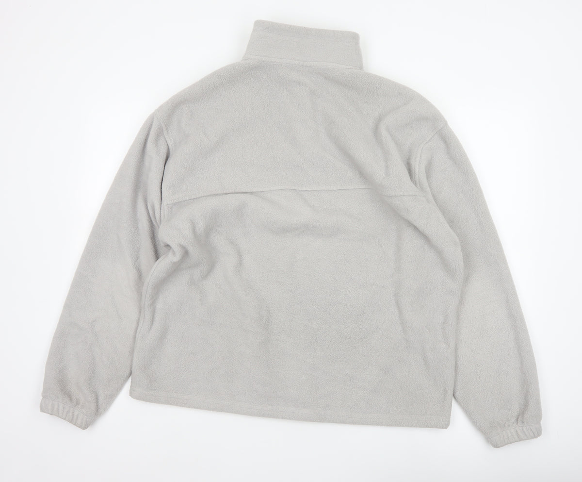 ASOS Design Men Grey M Fleece 1/4 Zip High Neck Pullover Sweatshirt