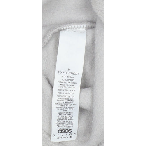 ASOS Design Men Grey M Fleece 1/4 Zip High Neck Pullover Sweatshirt