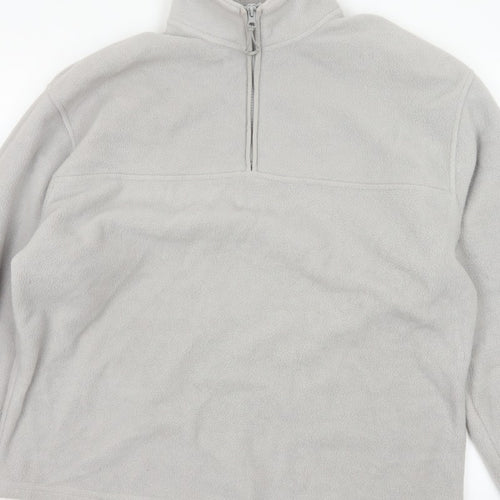 ASOS Design Men Grey M Fleece 1/4 Zip High Neck Pullover Sweatshirt