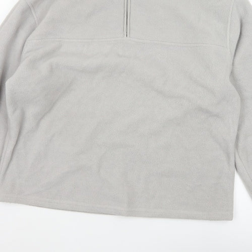 ASOS Design Men Grey M Fleece 1/4 Zip High Neck Pullover Sweatshirt