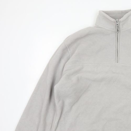 ASOS Design Men Grey M Fleece 1/4 Zip High Neck Pullover Sweatshirt