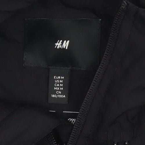 H&M Men’s Black M Hooded Padded Full Zip Puffer Jacket Winter