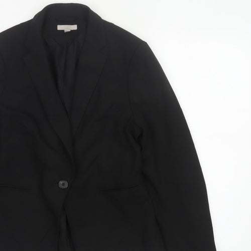 H&M Women Black UK 12 Tailored Single-Breasted Blazer Workwear